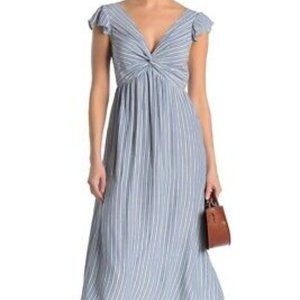 Angie Front Twist Flutter Sleeve Summer Sun Maxi Dress